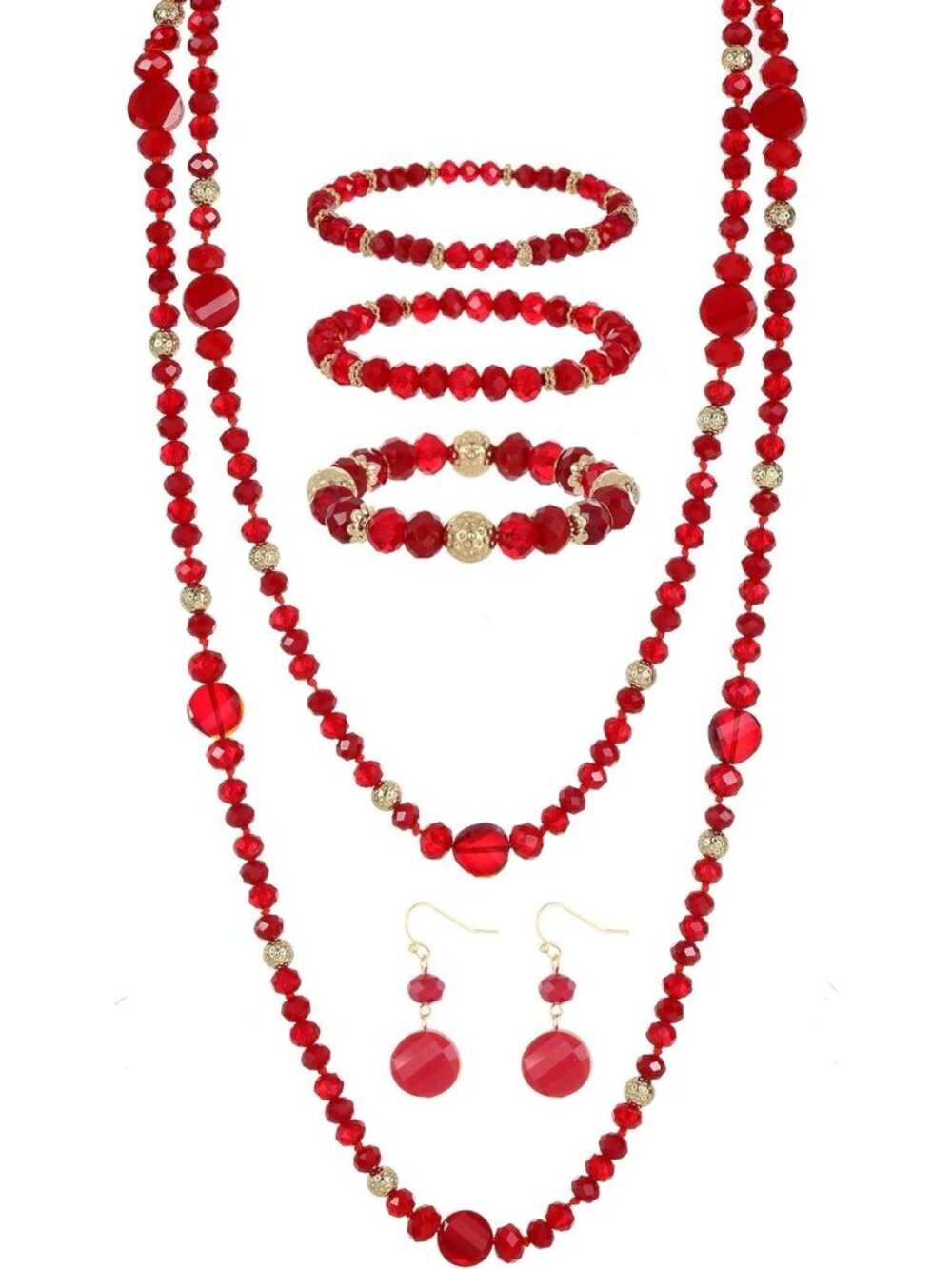 Trendy 60" Infinity Wrap Necklace, Earrings & Bracelet Set - Versatile Beaded